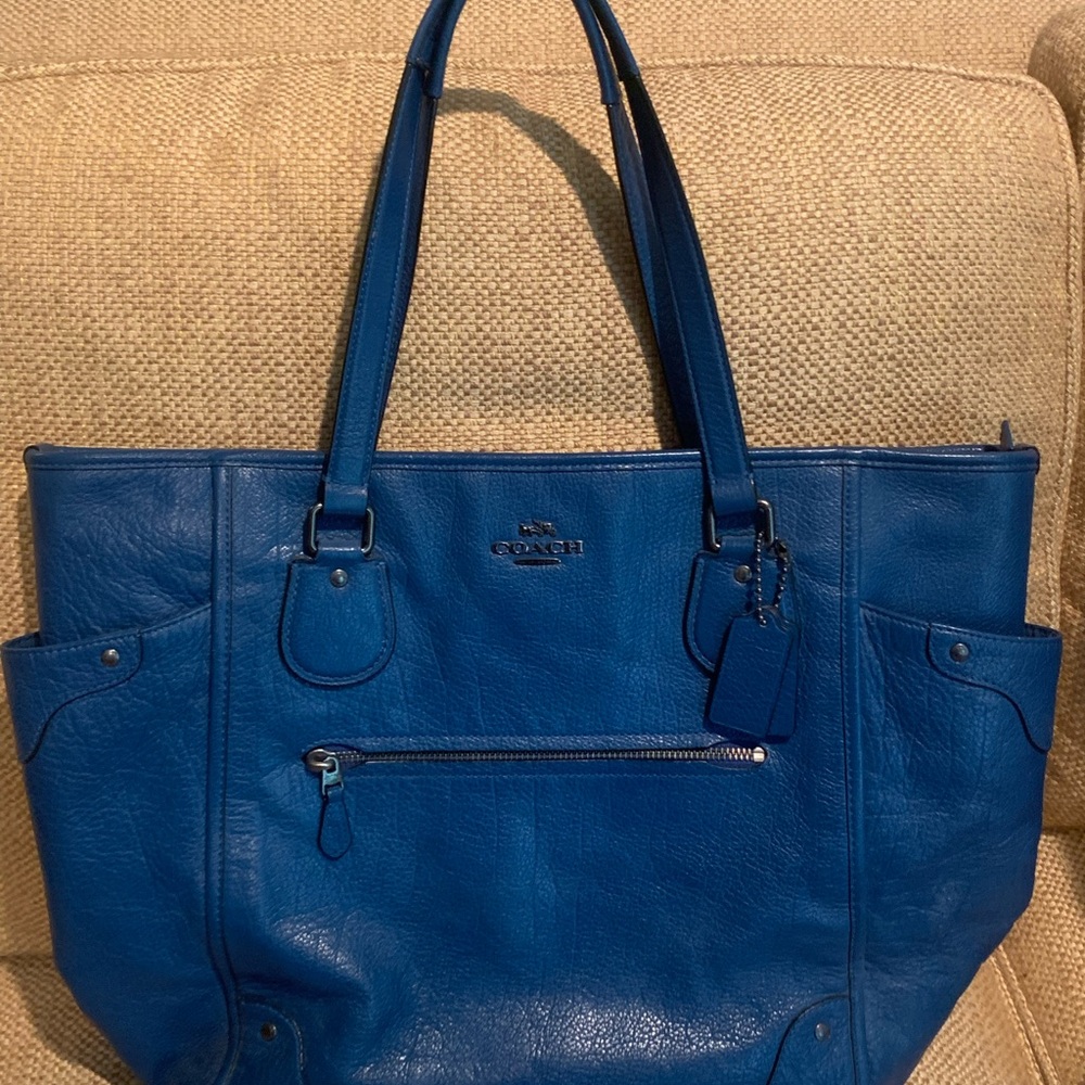 COACH Large Blue Leather Tote